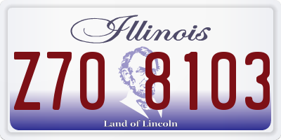 IL license plate Z708103