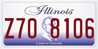 IL license plate Z708106