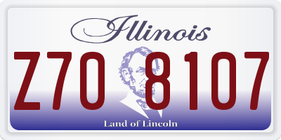 IL license plate Z708107