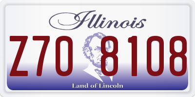 IL license plate Z708108