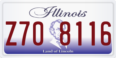 IL license plate Z708116