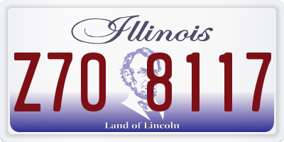 IL license plate Z708117