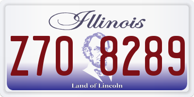 IL license plate Z708289