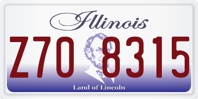 IL license plate Z708315