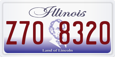 IL license plate Z708320