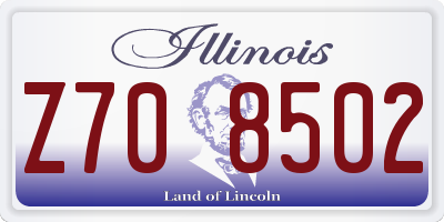 IL license plate Z708502