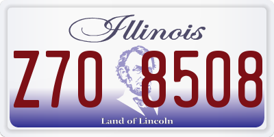 IL license plate Z708508