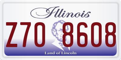 IL license plate Z708608
