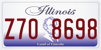 IL license plate Z708698