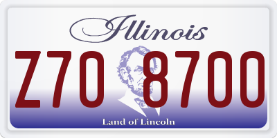 IL license plate Z708700