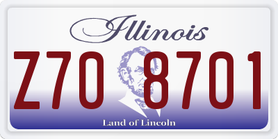 IL license plate Z708701