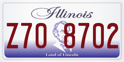 IL license plate Z708702