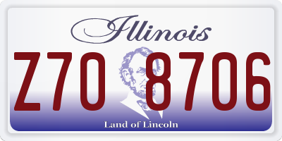 IL license plate Z708706