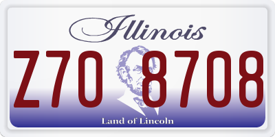 IL license plate Z708708
