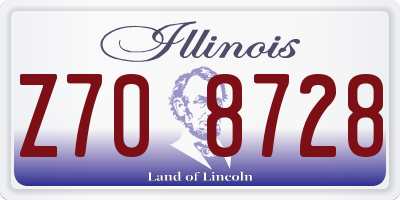 IL license plate Z708728