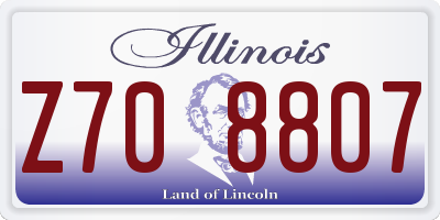 IL license plate Z708807