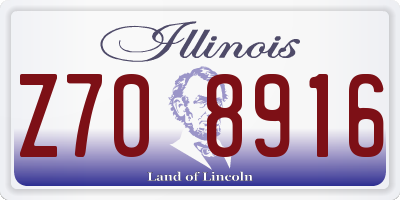 IL license plate Z708916