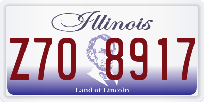 IL license plate Z708917