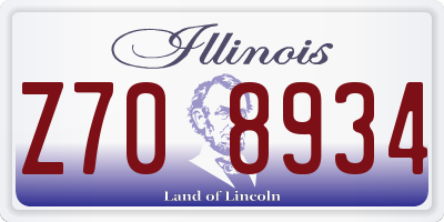IL license plate Z708934