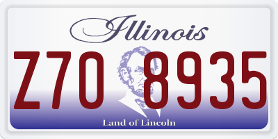 IL license plate Z708935
