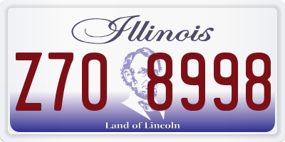 IL license plate Z708998