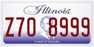 IL license plate Z708999