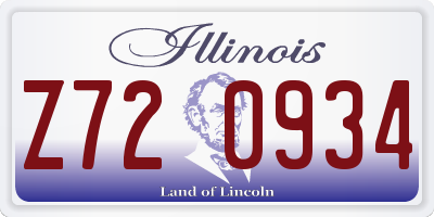IL license plate Z720934