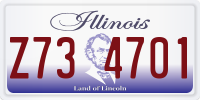 IL license plate Z734701