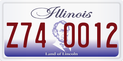 IL license plate Z740012