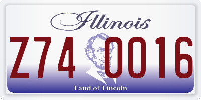 IL license plate Z740016
