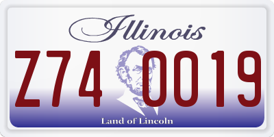 IL license plate Z740019