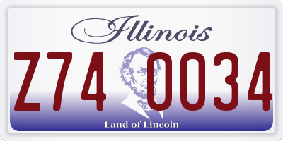 IL license plate Z740034