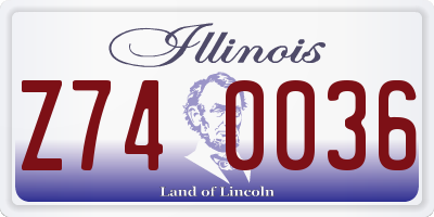 IL license plate Z740036
