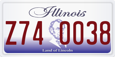 IL license plate Z740038