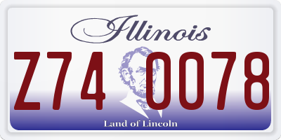 IL license plate Z740078