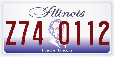 IL license plate Z740112