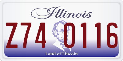 IL license plate Z740116