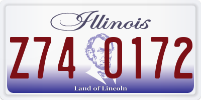 IL license plate Z740172