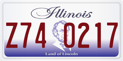 IL license plate Z740217