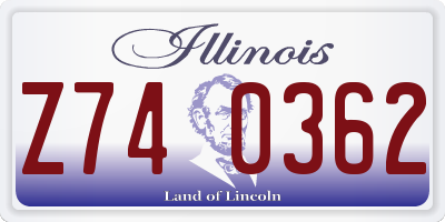IL license plate Z740362