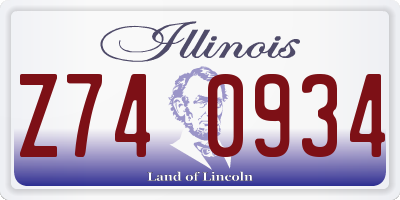 IL license plate Z740934