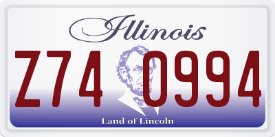 IL license plate Z740994