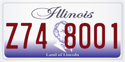 IL license plate Z748001