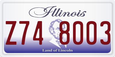 IL license plate Z748003