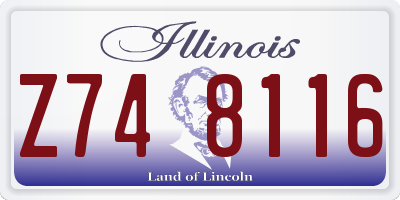 IL license plate Z748116