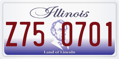 IL license plate Z750701