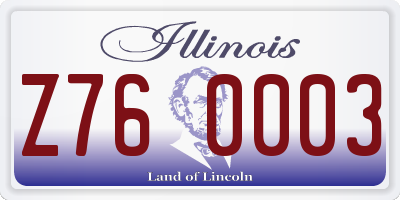 IL license plate Z760003