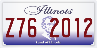 IL license plate Z762012
