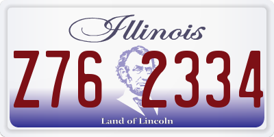 IL license plate Z762334