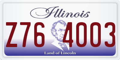 IL license plate Z764003